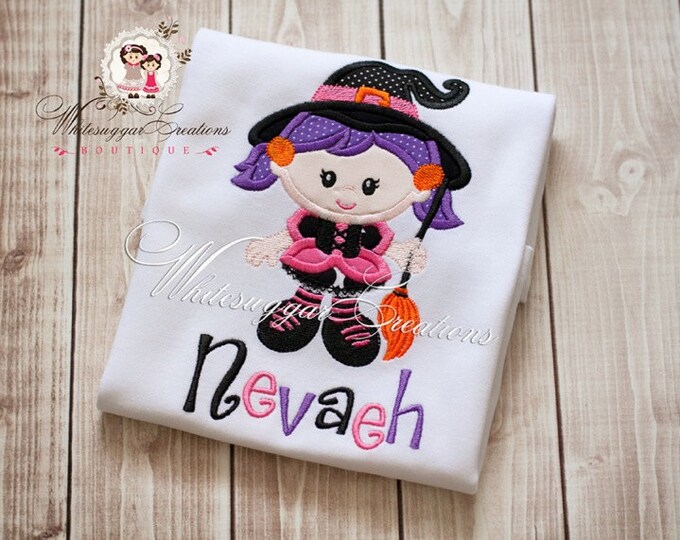 Limited Edition - Cute Funky Girl Witch Shirt - Halloween Custom Shirt - Personalized Halloween Shirt - Girls Halloween Shirt