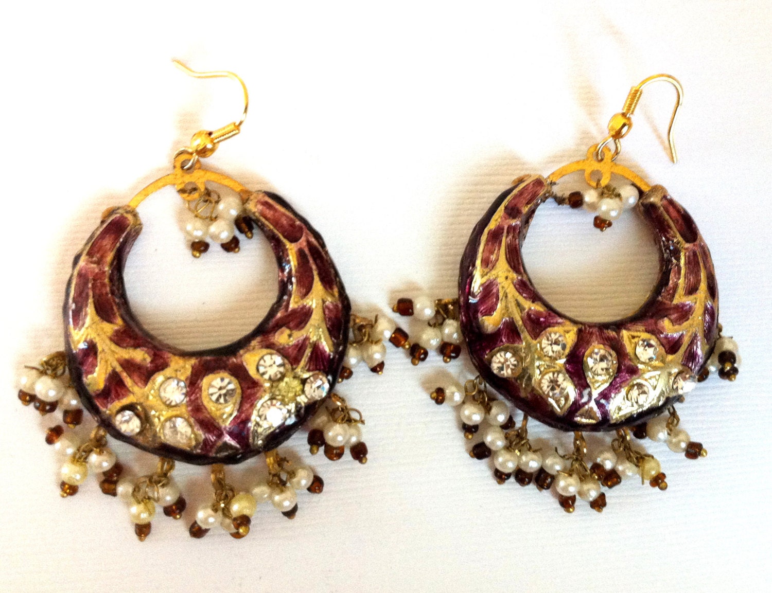 Purple Earrings,Indian Jewelry,Gold earrings,Chand Bali,Lac earrings ...