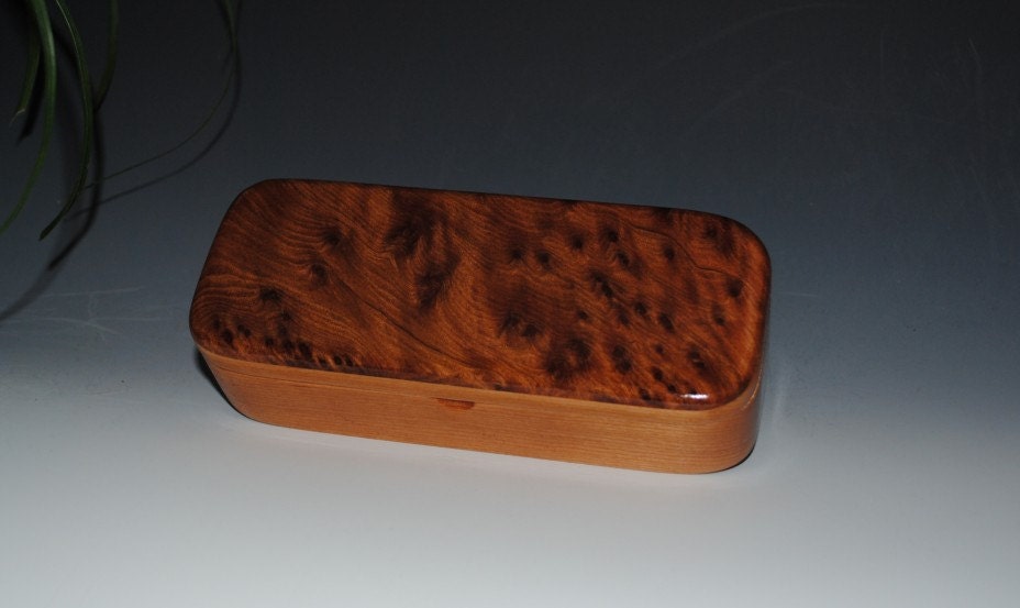 Handmade Wooden Pen Box Redwood Burl on Cherry Gift