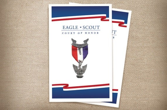 Eagle Scout Court of Honor Red White &amp; Blue Program Cover.