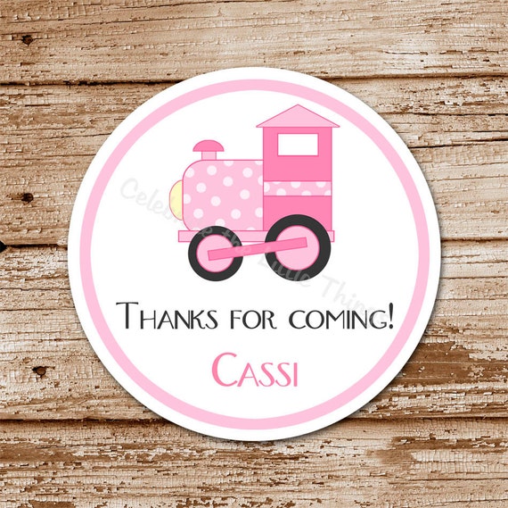 Set of 12 / Pink Train Favor Tags, Stickers / Personalized Favor Tags / Girl / Perfect for Party Favors, Gift Tags Il_570xn