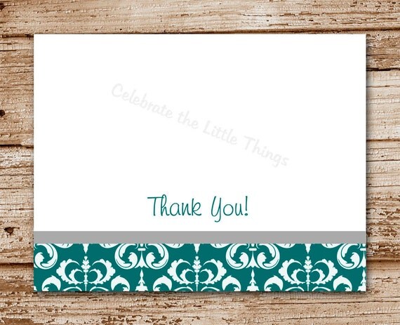 Set of 8 Damask Thank You Cards | Personalized Note Cards, Notecards | Formal | Color Choices Il_570xn
