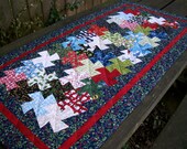 Pinwheel Table Runner Christmas Blue Tessellating Pinwheels Winter Holiday Wall Hanging