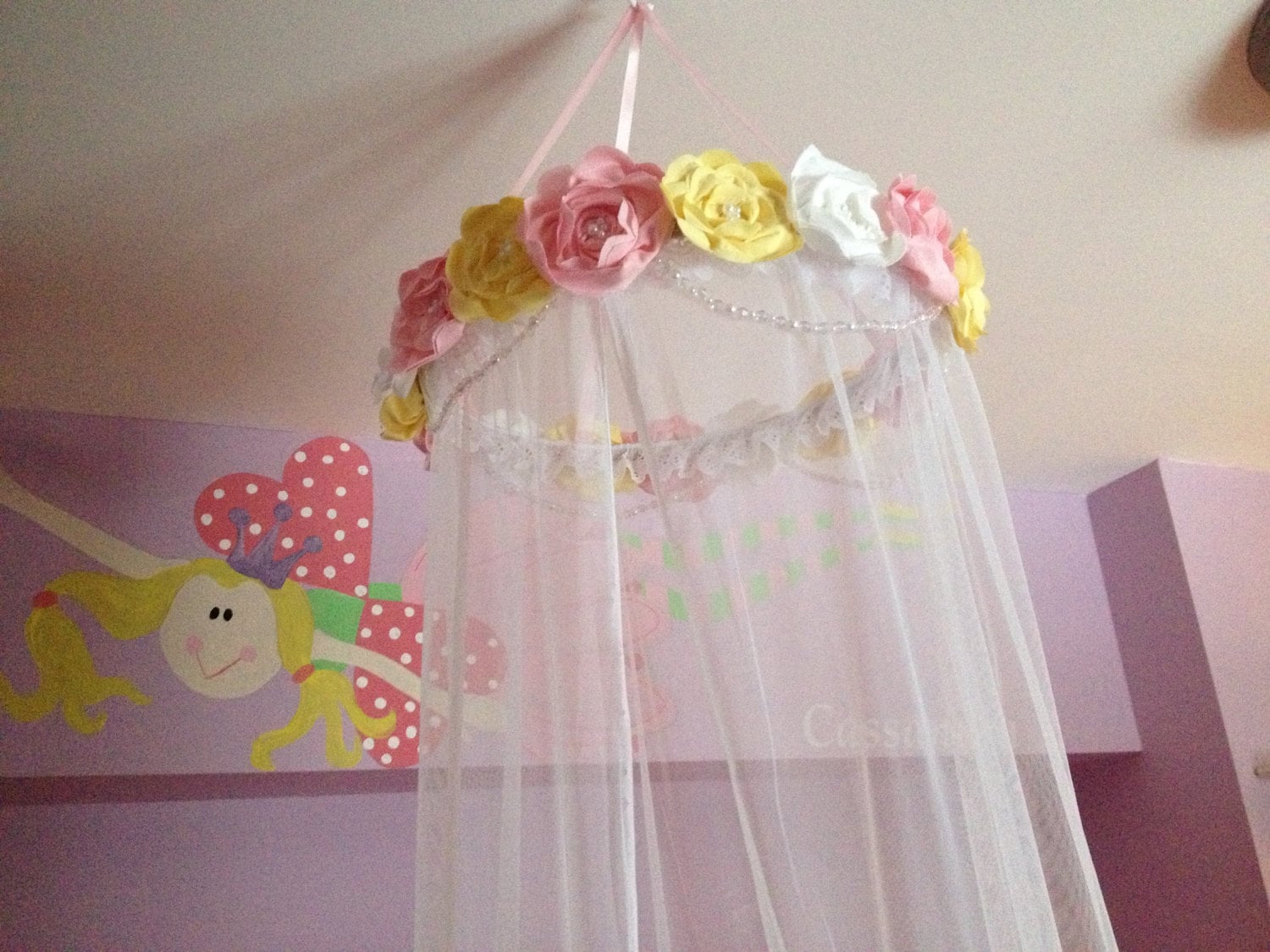 Custom Fabric Flower Canopy Bed Canopy Fabric by pinkapotamus
