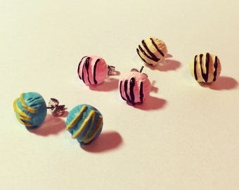 Chocolate Candy earrings, pick your color, miniature food, kawaii, chocolatier hypoallergenic available sensitive skin surgical steel