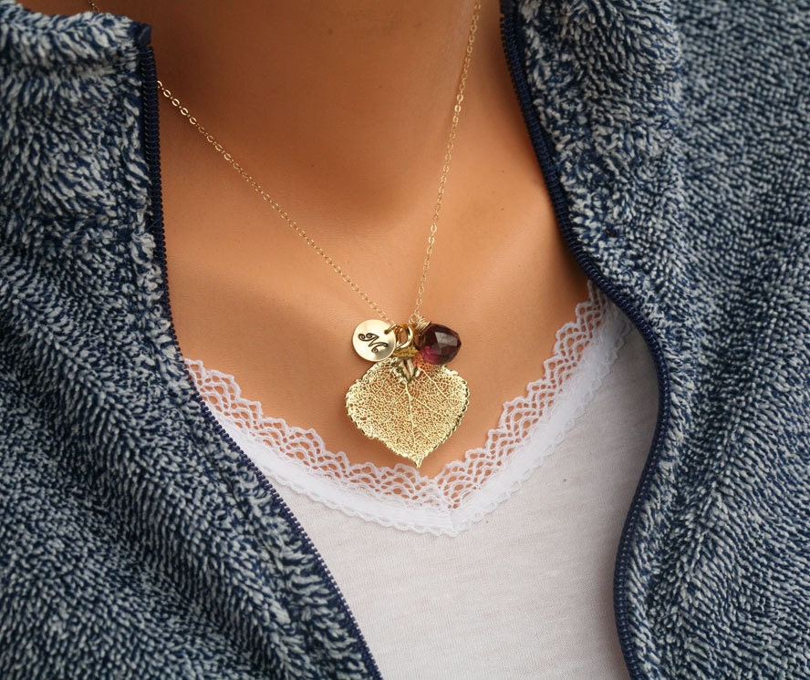 Gold Aspen Leaf NecklacePersonalized Aspen NecklaceAspen
