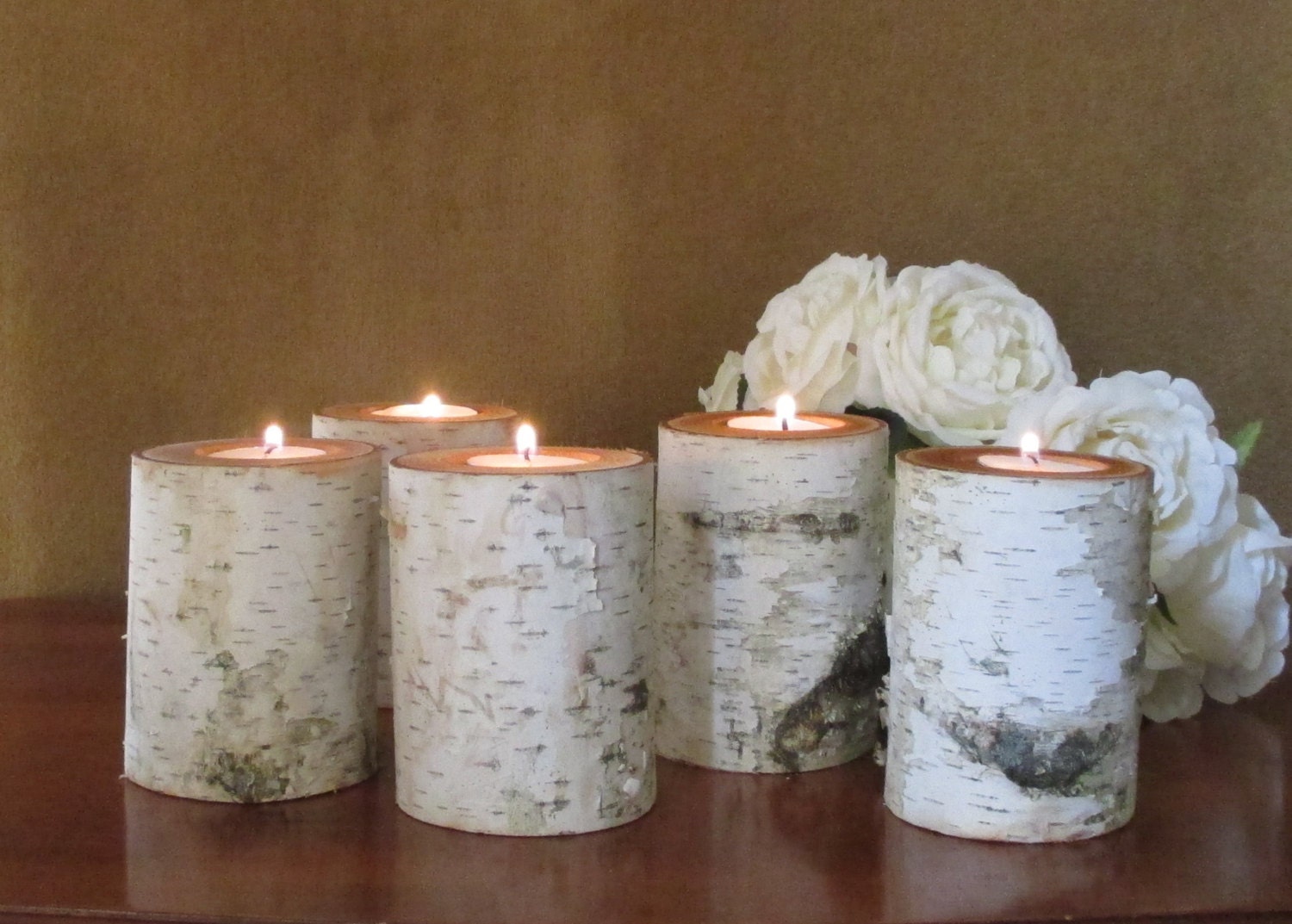 10 4" Birch Candle Holders for Weddings, Bridal Showers, Garden Party Centerpieces Reception Holiday Decor