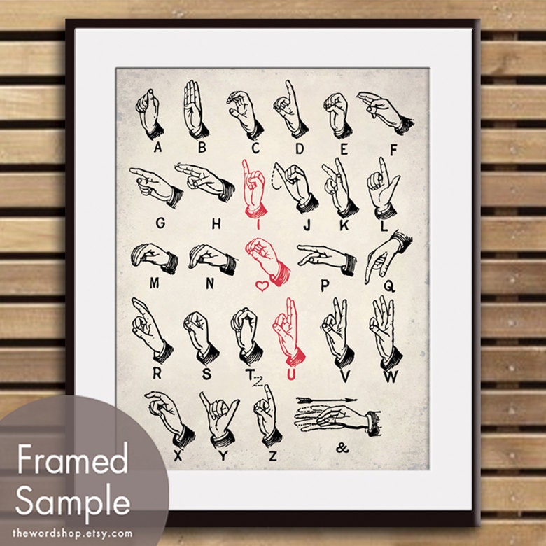 TI amo alfabeto lingua dei segni Art Print vetrina di
