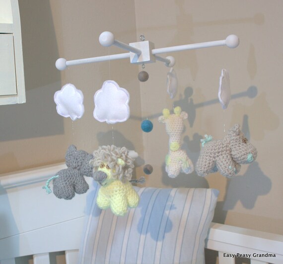 baby crib mobile crochet animals crochet hippo crochet