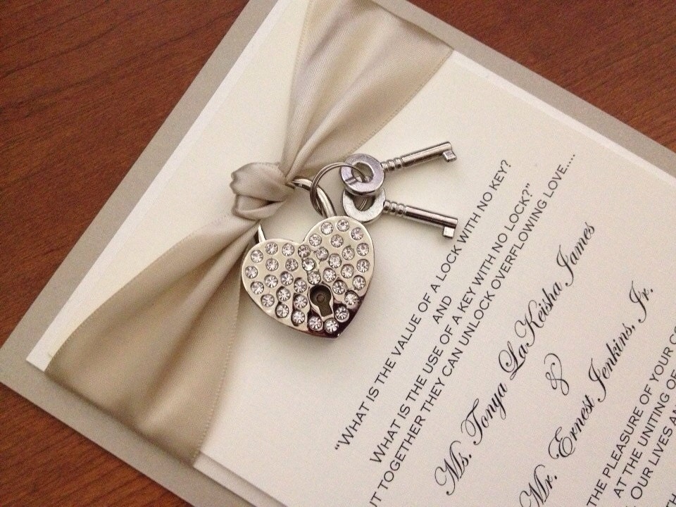 Key to My Heart wedding invitation with heart by 