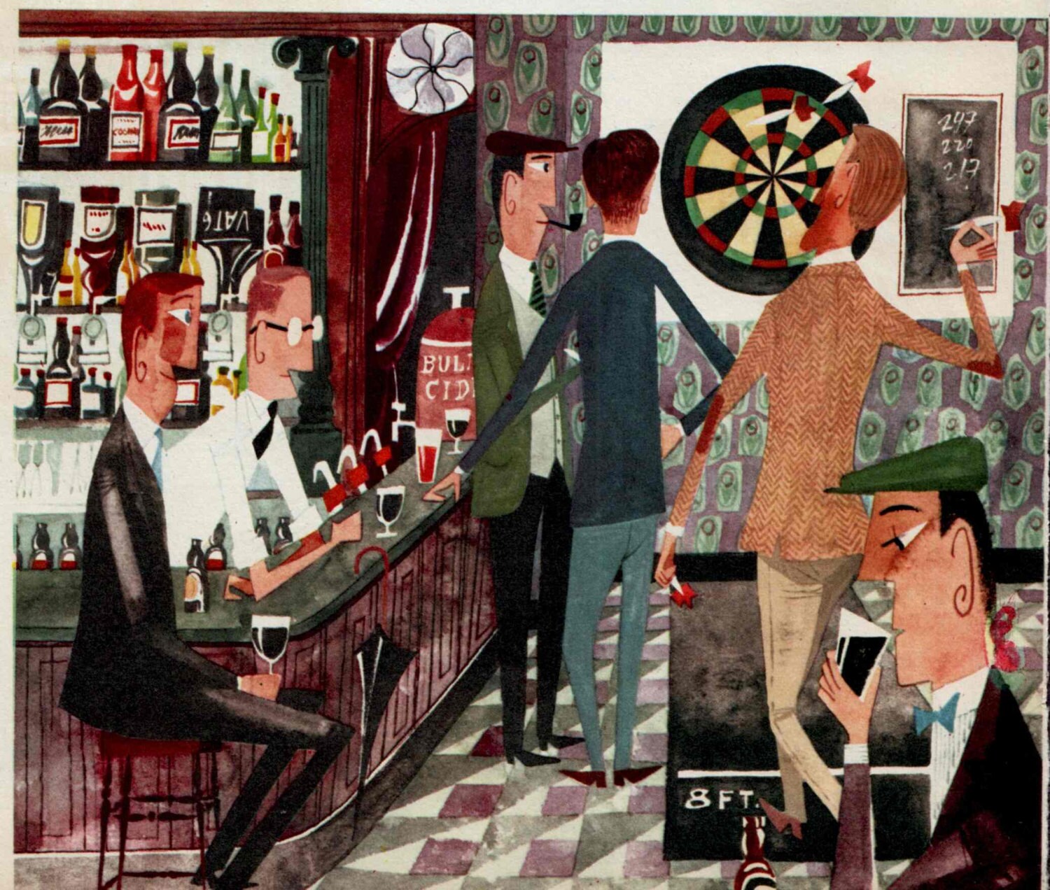 LONDON print of Men playing darts in a pub by theStoryOfVintage