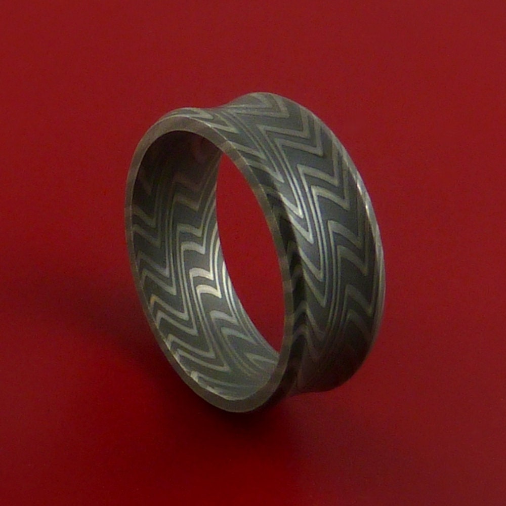 Wood Pattern Ring | damascus steel ring wood grain pattern wedding band zebra look Wood Pattern Ring | damascus steel ring wood grain pattern wedding band zebra look
