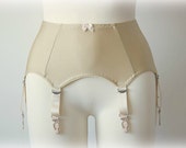 Beige Skin Nude Retro Style Garter Belt 6 strap Suspender Belt - Size XS-L