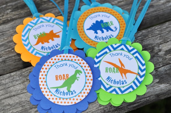 Dinosaur Party Favor Tags Boys 1st Birthday Dinosaur Theme