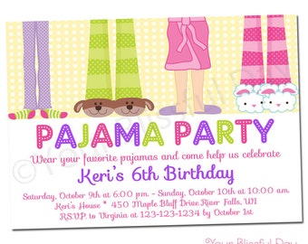 PRINTABLE Girl Pajama Party Invitations #563