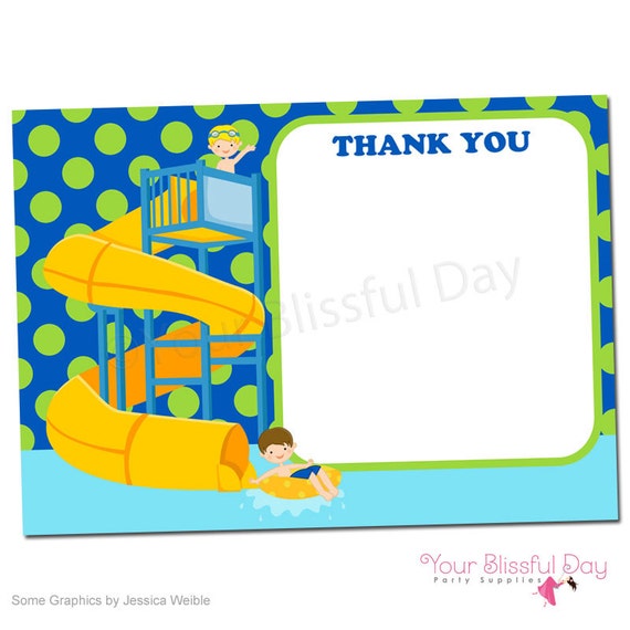 PRINTABLE Boy Waterpark Thank You Cards #598 Il_570xn