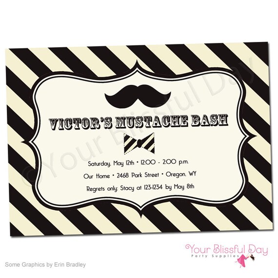 PRINTABLE Mustache Bash Invitation #110 Il_570xn