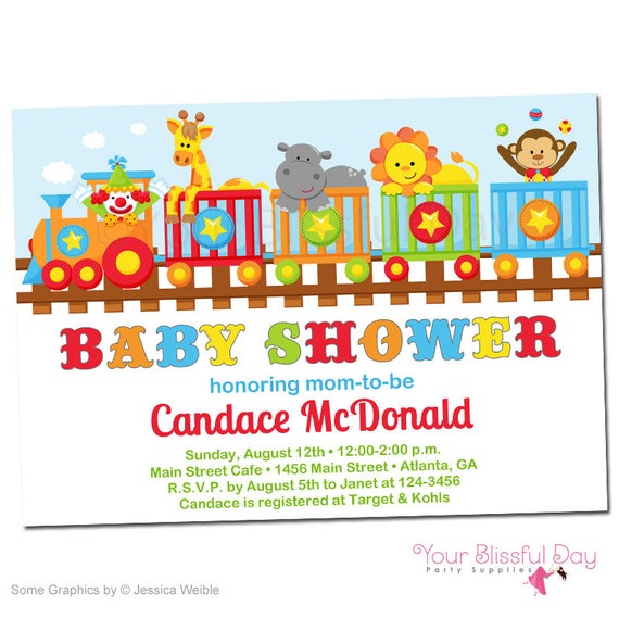 PRINTABLE Circus Train Baby Shower Invitations #203 Il_570xn