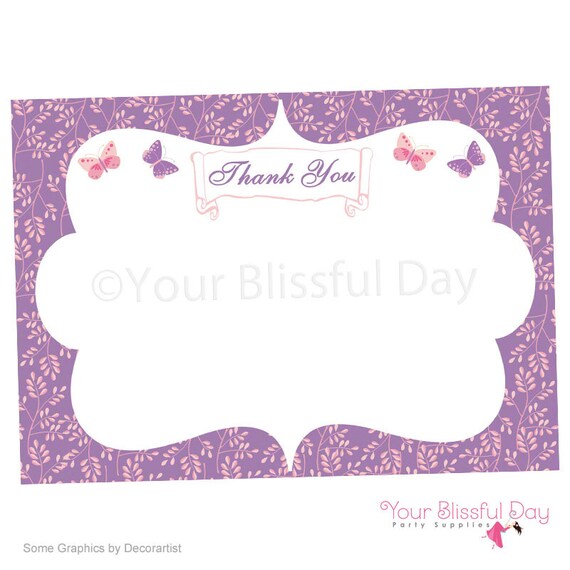 PRINTABLE Enchanted Butterfly Thank You Cards #526 Il_570xn