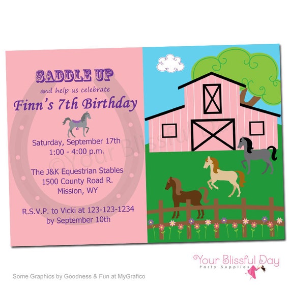 PRINTABLE Girl Equestrian Party Invitation Il_570xn