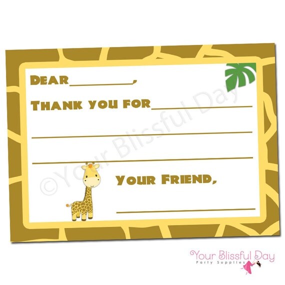 PRINTABLE Giraffe Fill-in-the-Blank Thank You Cards (Boy or Girl) Il_570xn