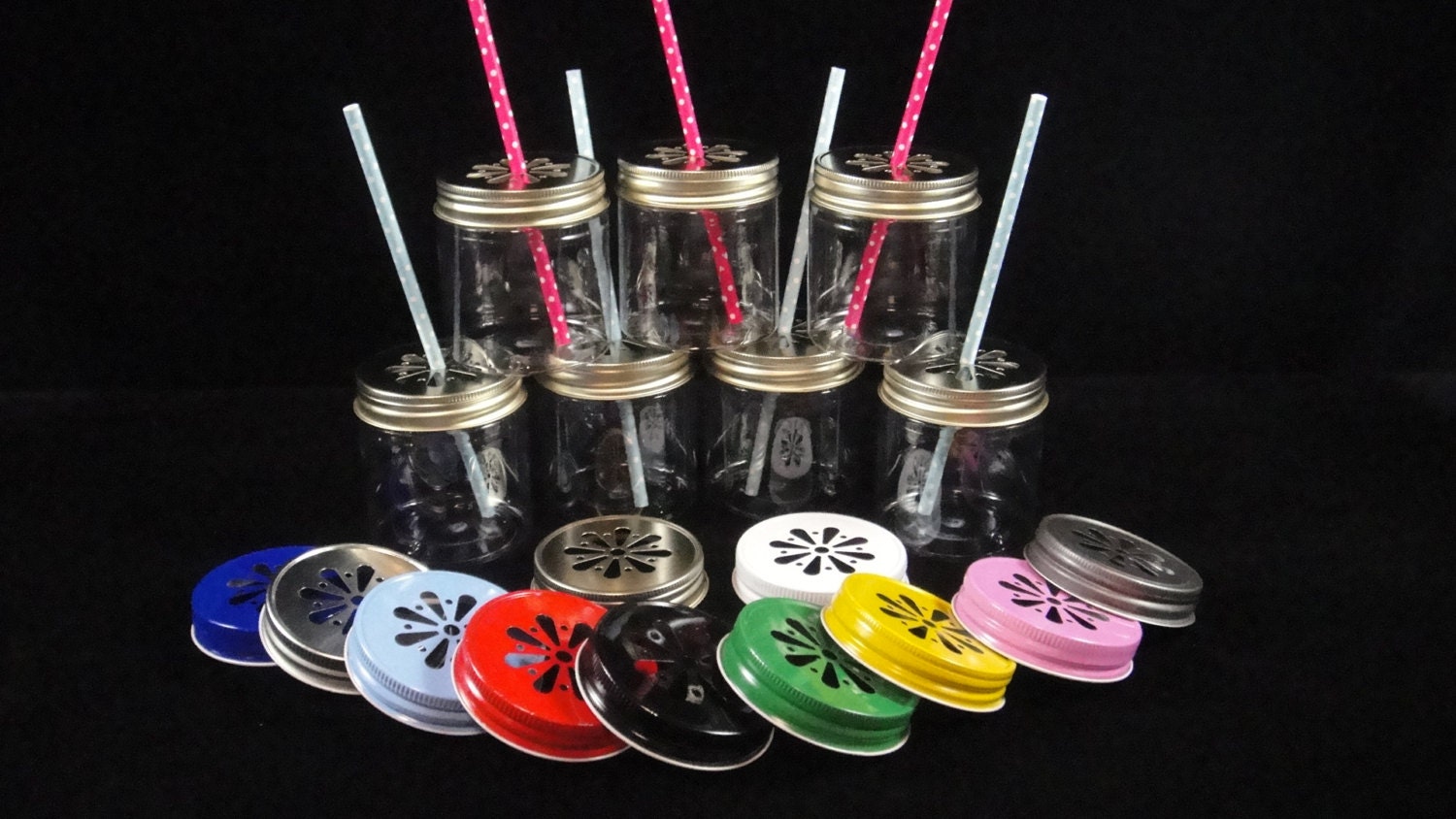 EIGHTEEN Mason Jars Plastic Mason Jars with lids Kids Party