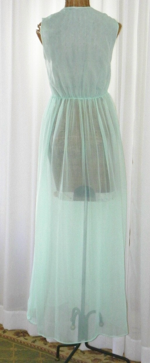 Vintage 1960s Chiffon Peignoir Set Sheer Double Layer Chiffon