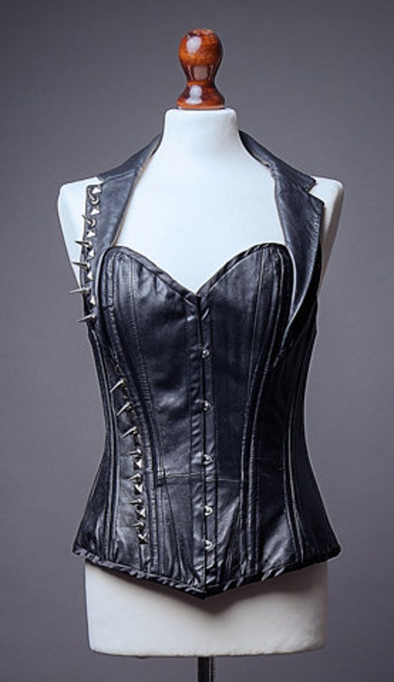 SALE item. Black gothic corset punk from recycled leather UK