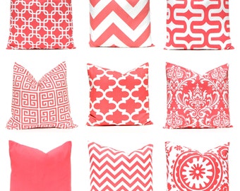 Throw Pillow Covers - Coral Pillows - Beach Decor - Decorative Throw Pillow Covers - One 20 x 20 Pillow Cover - Bedroom Pillow Covers