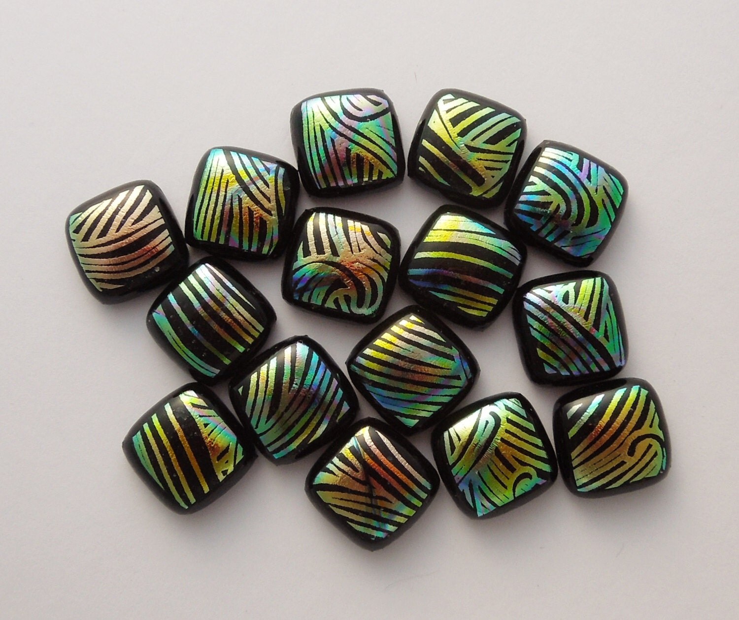 Dichroic Fused Glass Mini Cabs Dichroic Beads by GalaxyGlass