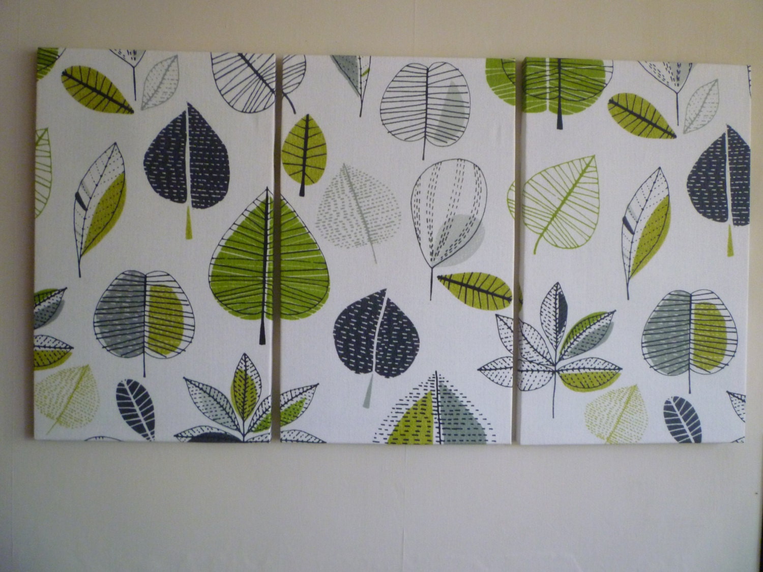 Big Lime Green Fabric Wall Art Funky Retro Designer cotton