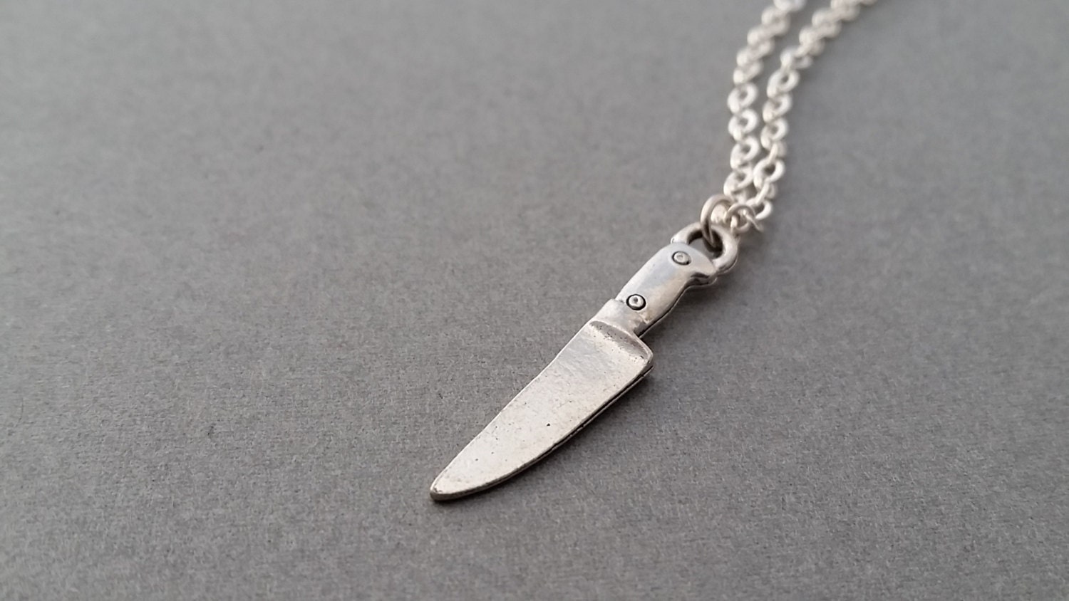 Knife Necklace Silver // Butcher's Knife Jewelry by QueenofJackals