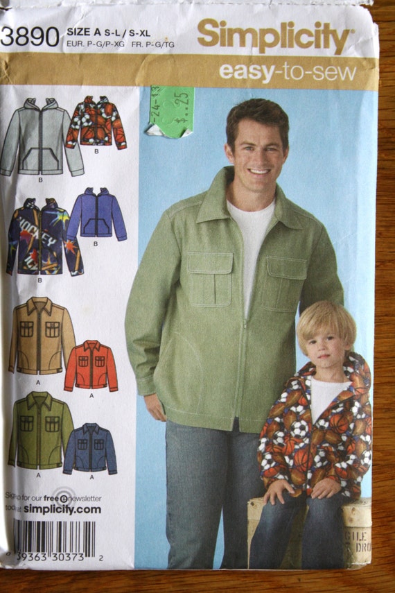 Simplicity 3890 Boy's and Men's Jacket and Hooded