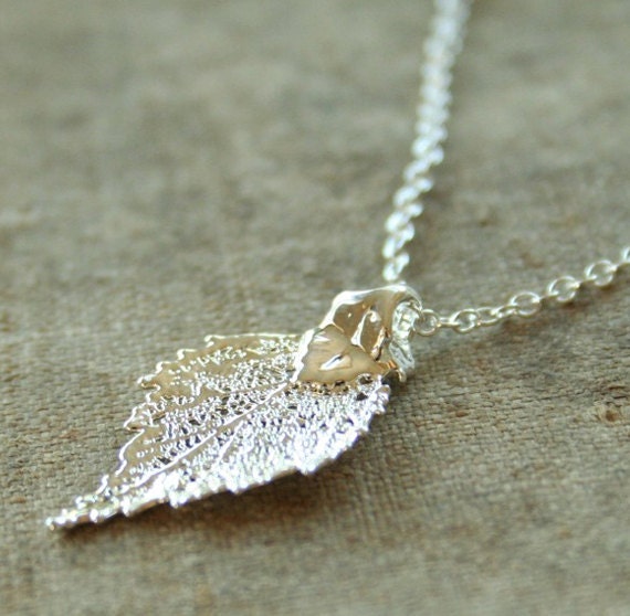Real Leaf Dipped in Sterling Silver Necklace by TwoLittleDoves