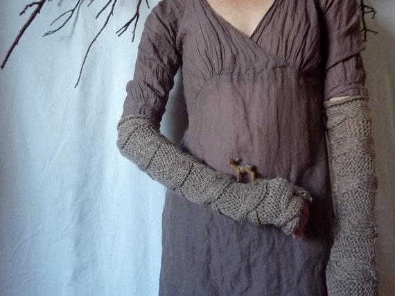 Unisex Fawn Deer Arm Warmers fingerless gloves hand knitted