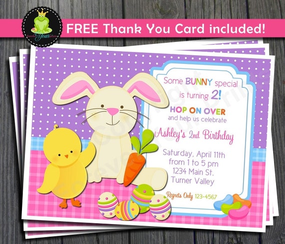 Easter Birthday Invitation - FREE Thank You Card included Il_570xn