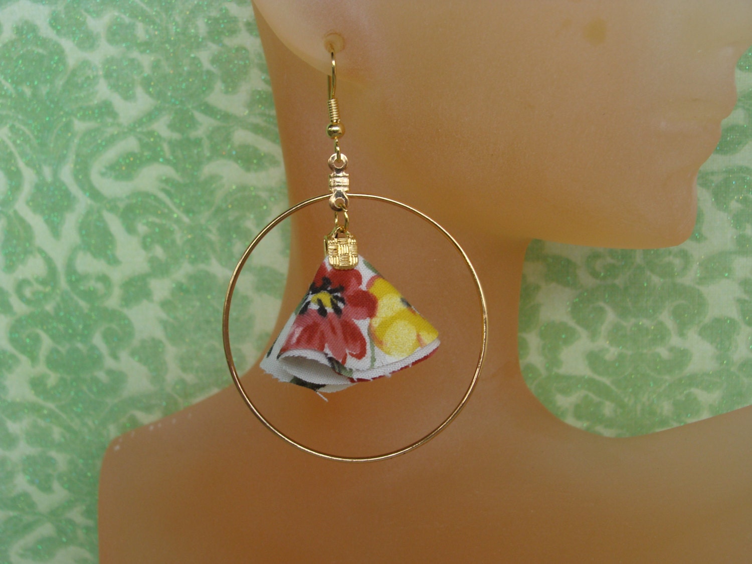 Fabric Hoop Earrings by gingerrosalie on Etsy