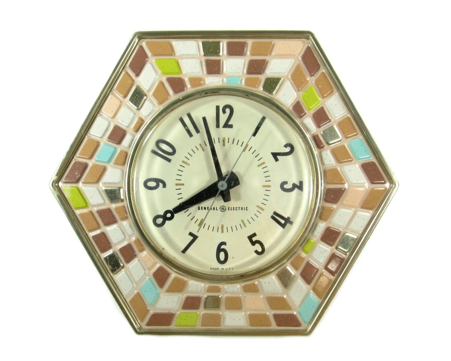 Vintage GE Kitchen Wall Clock / Mosaic Design General Electric Vintage GE Kitchen Wall Clock / Mosaic Design General Electric