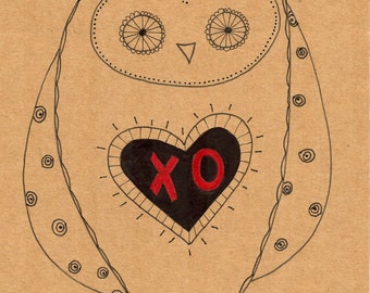 XO Owl 5x7 blank greeting card