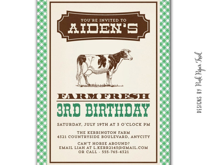 Farm Party Invitation, Barnyard, Farmer's Market, I will customize for you, Print Your Own Invitation