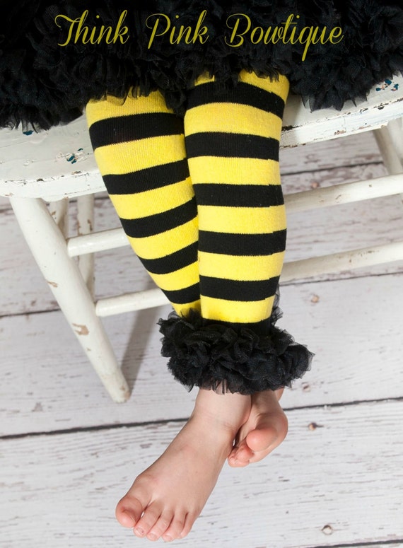 Bumble Bee leg warmers, baby leg warmers, infant leg warmers, children leg warmers by ThinkPinkBows