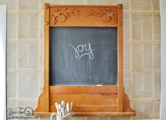 Repurposed Antique Oak Frame Chalkboard - Large  44-1/2 x 41