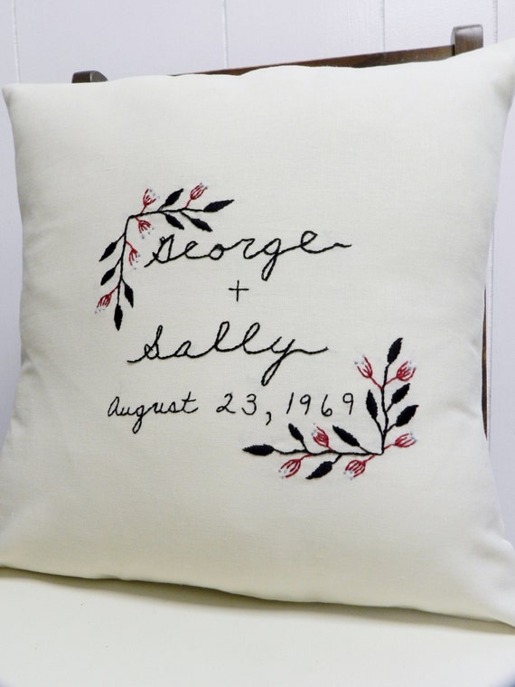 Couples Names and Wedding Date Pillow Cover