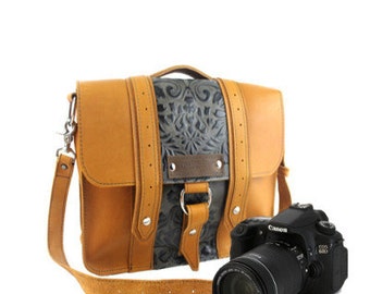 10" Sunrise and Green Paisley Napa Ashbury Leather Camera Bag