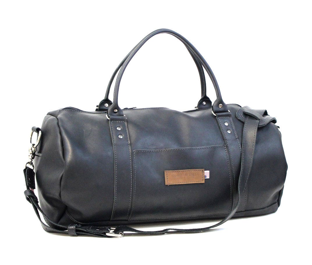 Rimini Black Leather Duffel Bag