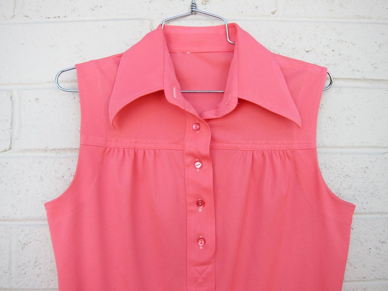 SALE Vintage Hot Pink Bright Blouse Collar Neon by ColorTheoryShop