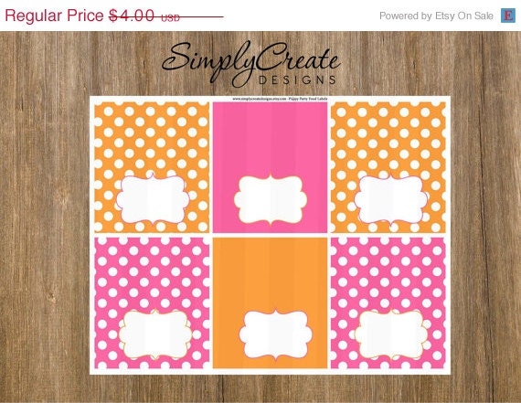 Printable Food Labels Summer Spring Beach Food Labels 8.5x11 Jpeg DIGITAL File Il_570xn
