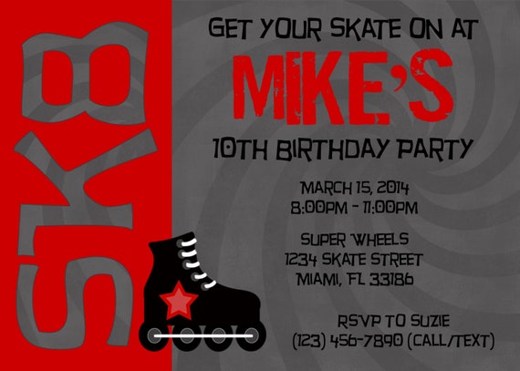 Skater Boy Birthday Party Invitation DIY Printable Il_570xn