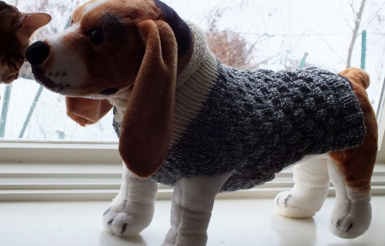 Dog Sweater Hand Knit Ready For Winter Medium Wool 15 by jenya2