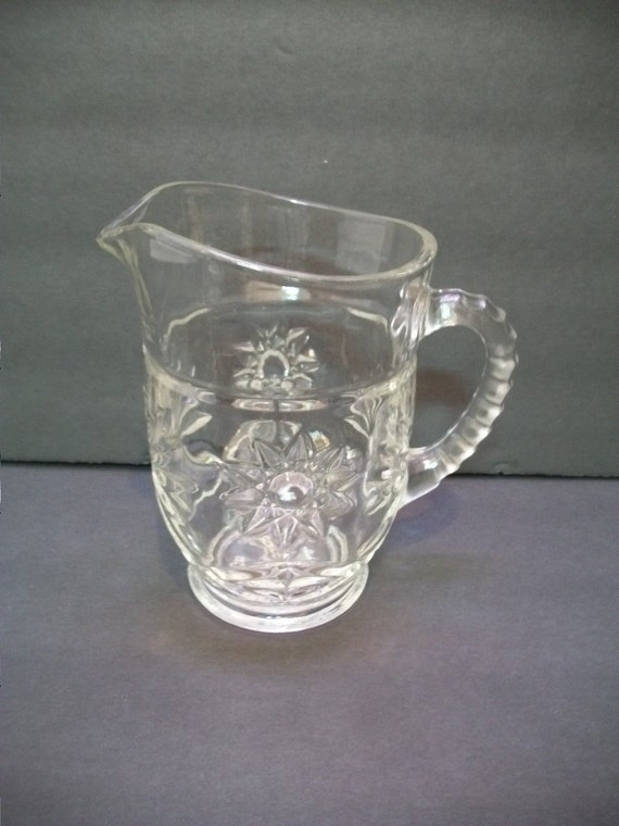 Vintage Cut Glass Pitcher Small Clear Glass Pitcher by GiniCrafts